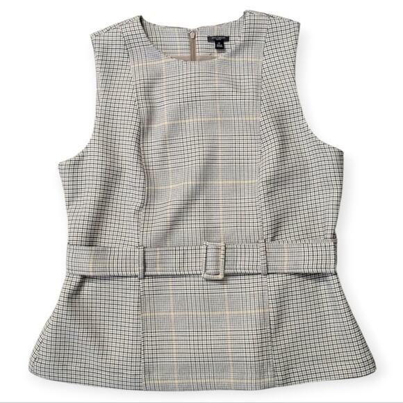 NWT Ann Taylor Petite Women's The Belted Top in Double Glen Check Size 16P - Picture 1 of 9